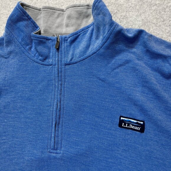 LL Bean Sweatshirt Mens 3XL Blue Pullover 1/4 Zip Cotton Polyester Blend Logo - Picture 5 of 8